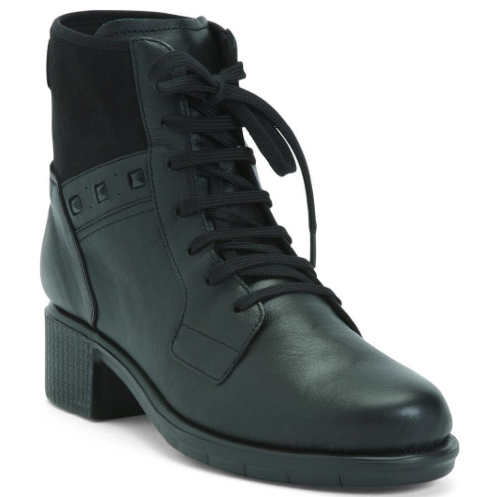 SAYDO Laced Leather Booties With Studs New Whit Box Free Shipping